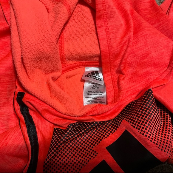 Adidas Vibrant Red Hoodie with Black Accents size L /14/16 - Picture 8 of 9